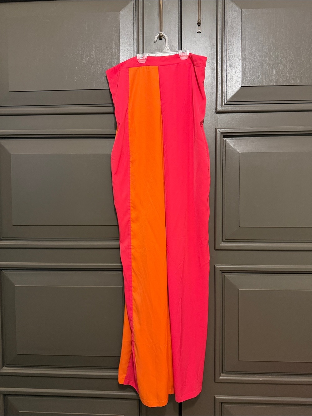 Bright Color-Block Pink and Orange Sleeveless Romper